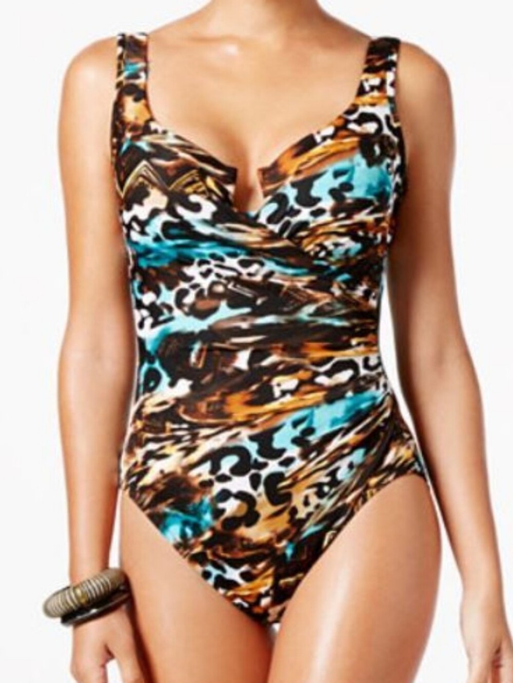 MIRACLESUIT Escape One Piece Swimsuit Size 8 Animal Print